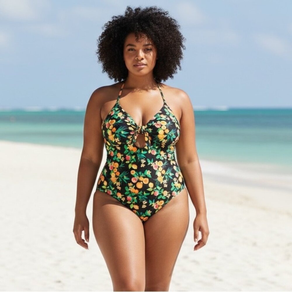 Xhilaration 24W Blue One Piece Swimsuit Bra Sexy Adjustable Straps